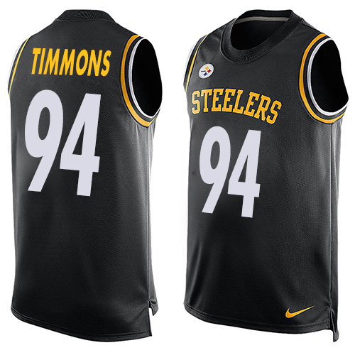 Men's Limited Lawrence Timmons Nike Jersey Black - #94 Player Name & Number Tank Top NFL Pittsburgh Steelers